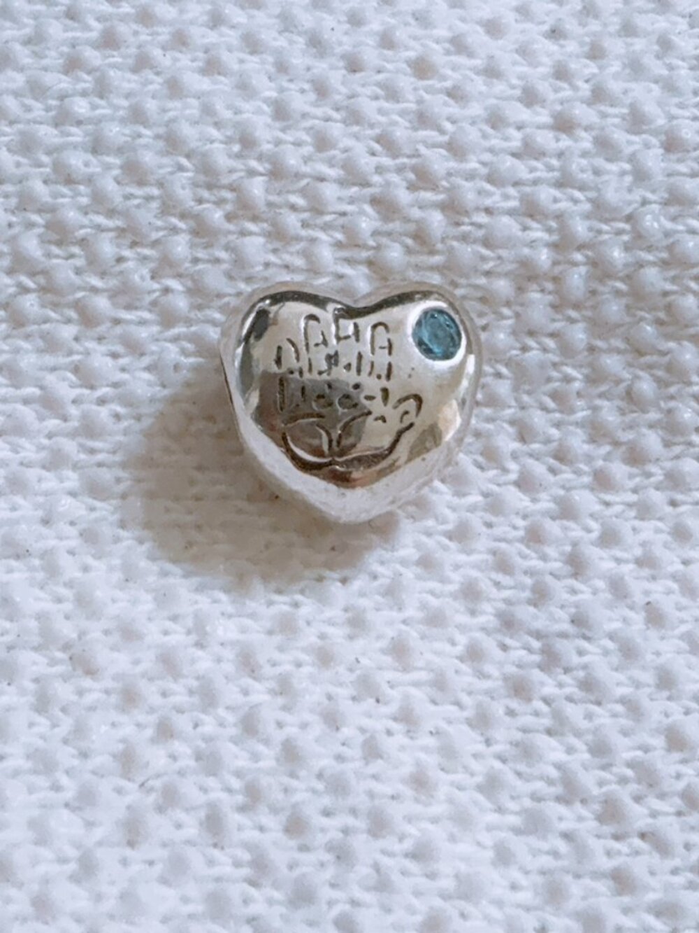 Boy Heart With Blue CZ Charm Retired Charm Bead Silver Charm For Pandora Bracele